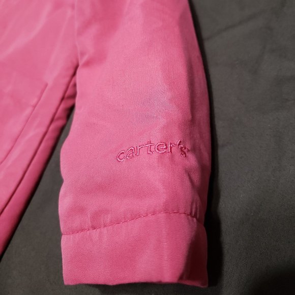 Raincoat Pink Embroidered Floral Fleece Lined Hooded Size 12m Button Up - Picture 7 of 8